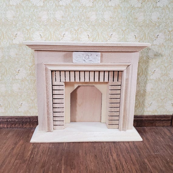 Dollhouse Small Fireplace Miniature Furniture DIY Unpainted Wood