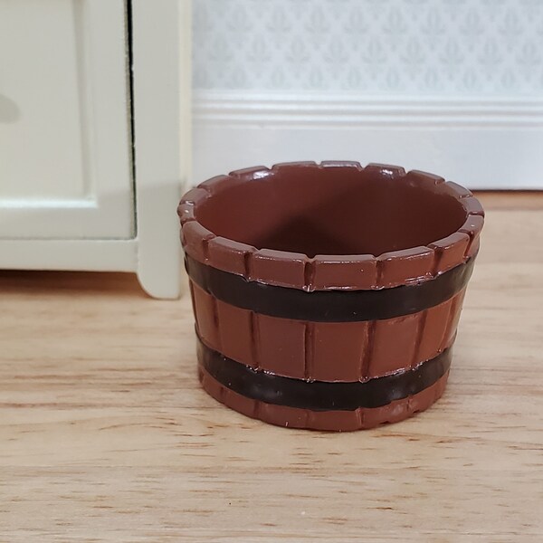 Miniature Half Barrel Empty for Planter or Garden Decor 1:12 Scale Dollhouse