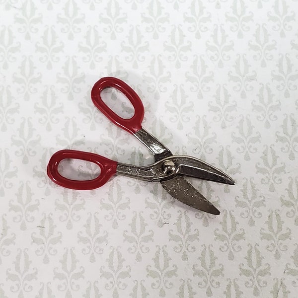 Dollhouse Tiny Tin Snips Shears Painted Metal Miniature Accessories Tools