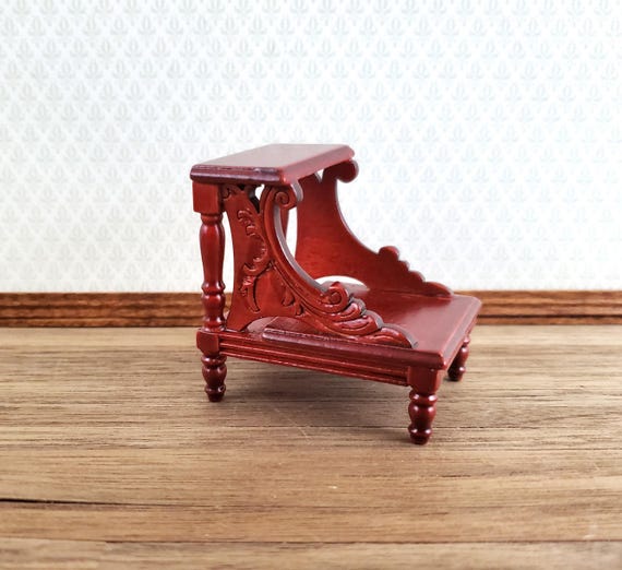 Dollhouse Miniature Library or Bed Steps 1:12 Scale Wood Mahogany Finish