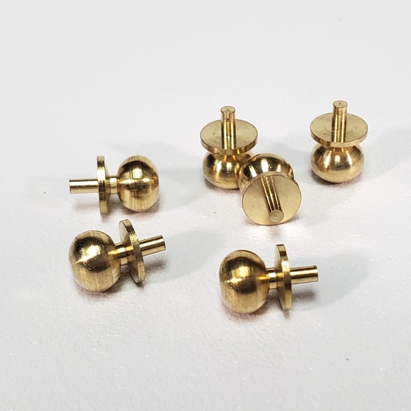 Dollhouse Doorknobs Round Gold Brass Set of  6 Large Use in  1:12 or 1/6 Scale Miniatures