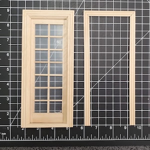Dollhouse Single French Door Interior or Exterior 14 Pane 1:12 Scale Miniature