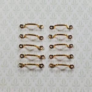 Dollhouse Window Handles or Drawer Pulls x10 Pcs Gold Plate Brass 1:12 Scale