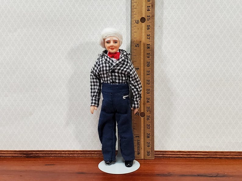 Dollhouse Grandpa Grandfather Porcelain Doll Poseable 1:12 Scale Miniature People image 5