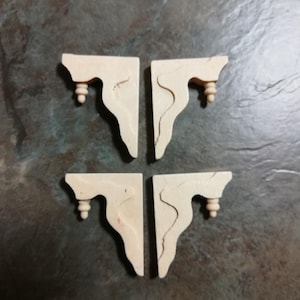 Dollhouse Miniature Wood Corbels or Brackets 1:12 Scale Set of 4