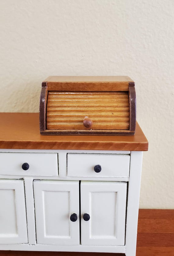 Caja De Pan De Madera En Miniatura, Caja De Pan De Casa De Muñecas Con Tapa Enrollable, Cocina De Casa De Muñecas - España