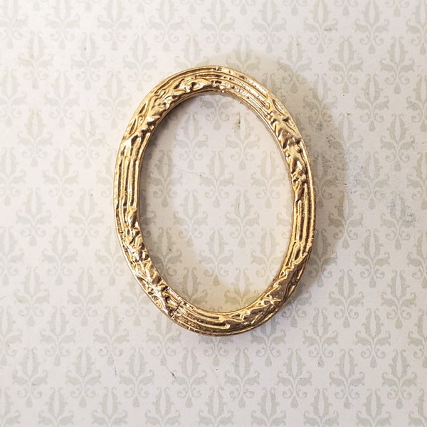 Miniature Oval Picture Frame Gold for Paintings Small Size 1 7/16" Tall