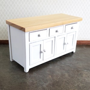 Dollhouse Miniature Kitchen Cabinet with Counter Top Buffet 1:12 Scale White