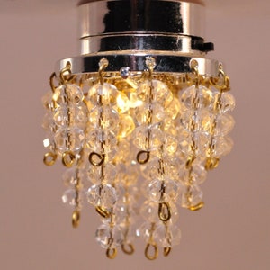 Dollhouse Ceiling Light Crystal Beads 1:12 Scale Miniature Battery Operated image 1