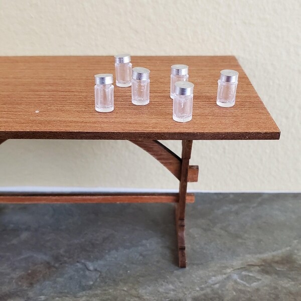 Dollhouse Miniature Jars Small for Spices or Baby Food with Lids x6 1:12 Scale