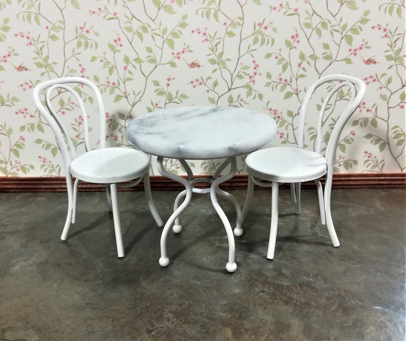 Dollhouse Miniature Patio Set Metal w/ Marble Top 1:12 Scale | Etsy