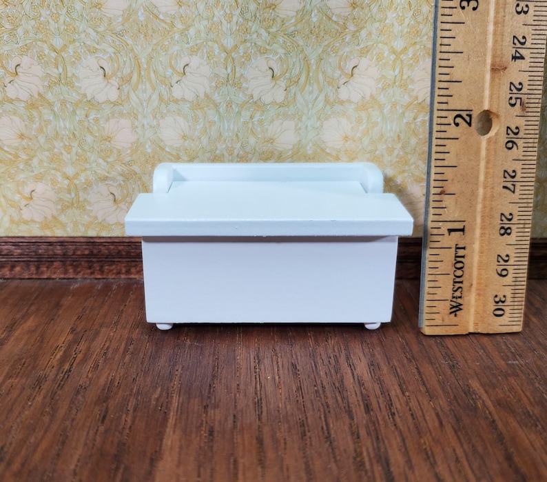 Dollhouse Small Toy Chest White Wood Trunk 1:12 Scale Nursery Furniture image 3