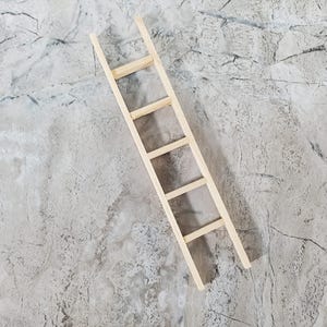 Dollhouse 6&quot; Straight Ladder Tall Wood 1:12 Scale Miniature Unpainted