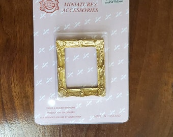 Dollhouse Miniature Picture Frame Fancy Gold for Painting 1:12 Scale 1 3/4" x 2 1/4"