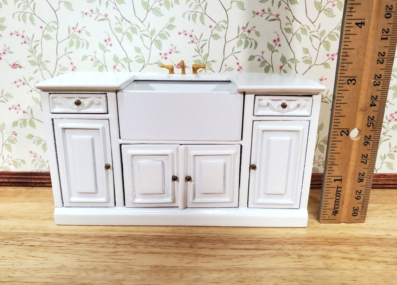 Dollhouse Kitchen Sink Farmhouse Style White 112 Etsy