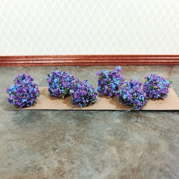 Dollhouse Miniature Flowering Shrub Purple Small Bush Round 1:12 Scale