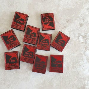 Dollhouse Book Set of 10 Edgar Allan Poe 1:12 Scale Miniature (blank inside) Handmade
