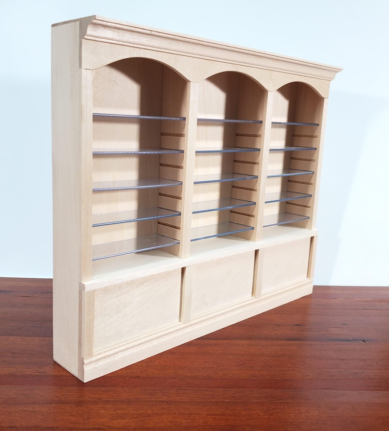 Librería para casa de muñecas, estanterías de tienda, 3 compartimentos, estantes ajustables, muebles a escala 1:12. imagen 2
