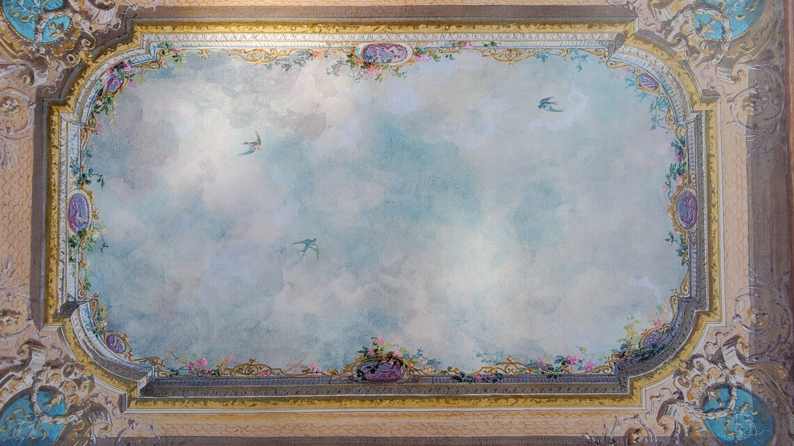 Dollhouse Ceiling Mural Wallpaper Birds Painted Victorian 112 Etsy