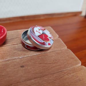 Dollhouse Cookie Tin for Biscuits Valentine Hearts Theme Removable Lid 1:12 Scale Miniature
