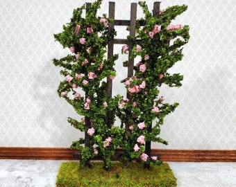 Dollhouse Red Roses Climbing Wire Trellis - 1:12 Scale Miniature Garden Accessory, Metal, Approx. 5.25 Inches High - View #3