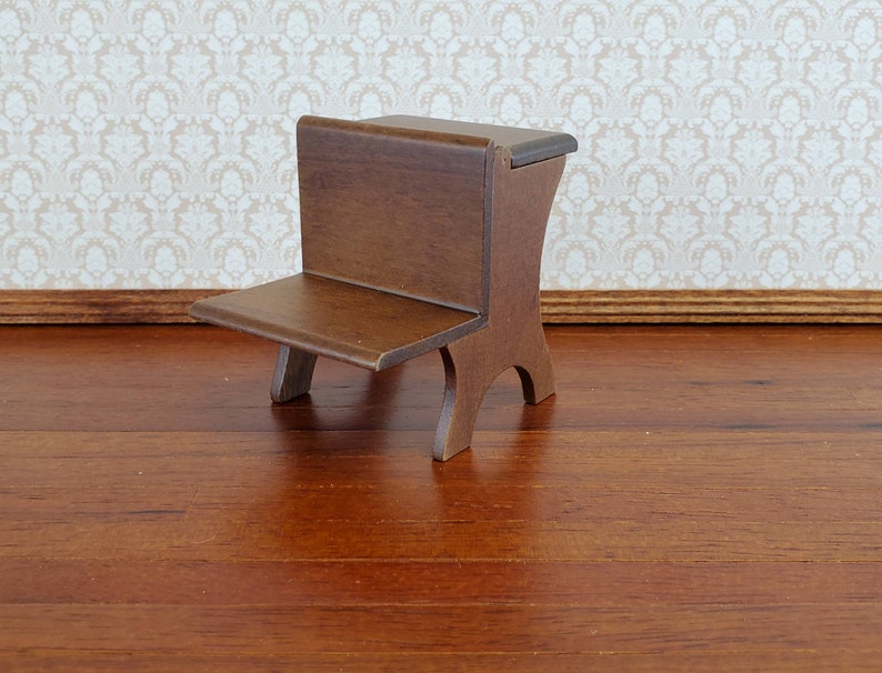 Dollhouse Miniature School Desk Walnut Finish Vintage Style Etsy