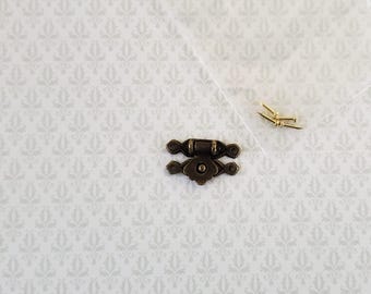Puppenhaus Miniatur Vorhängeschloss Und Schlüssel In Antik Bronze