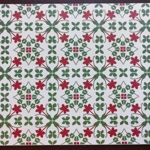 Dollhouse Miniature Tile Floor Sheet Red Green Cream 1:12 Scale Break Off Pieces