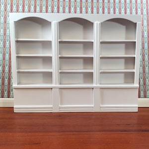 Dollhouse Miniature Bookcase Library Shelf 3 Bay WHITE 1:12 Scale Furniture
