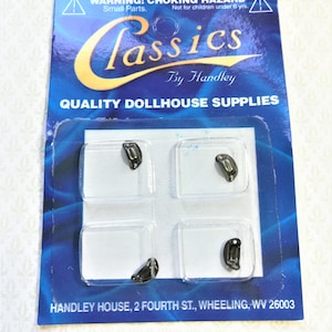 Dollhouse Miniature Drawer Pulls x4 Cabinet Cup Style Pewter Finish 1:12 Scale