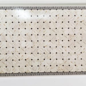 Dollhouse Half Scale Marble Tile Sheet Greek Border Black & White Floor 1:24 World Model