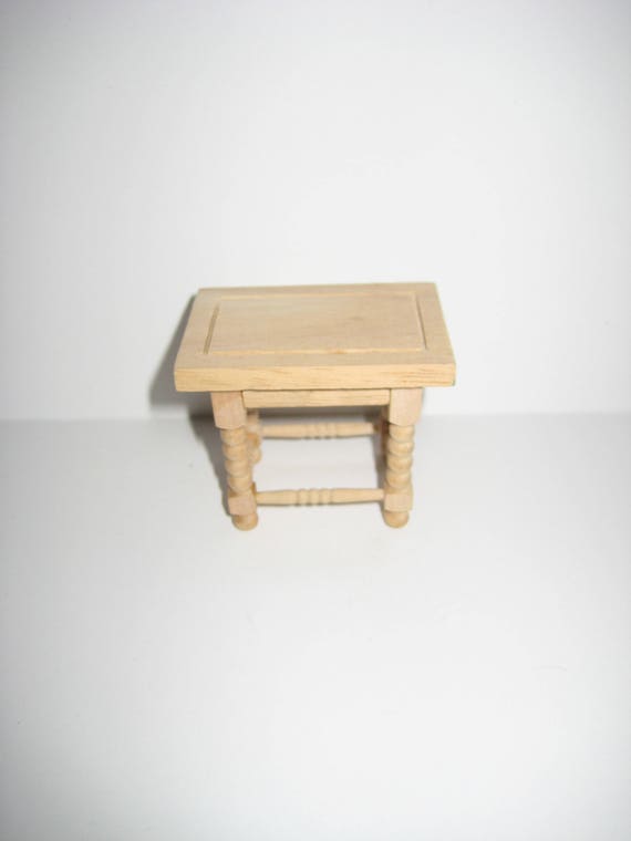 Dollhouse Miniature Unpainted Nightstand Side Table With Drawer 1:12 Scale