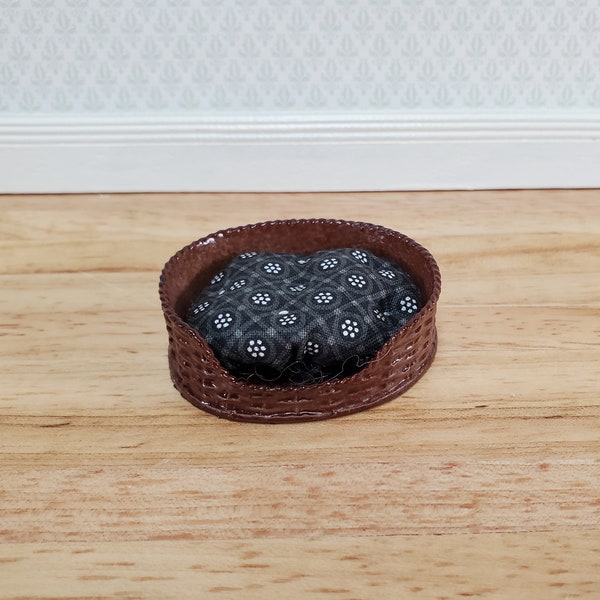 Dollhouse Small Pet Bed Cat or Small Dog with Mattress 1:12 Scale Miniature