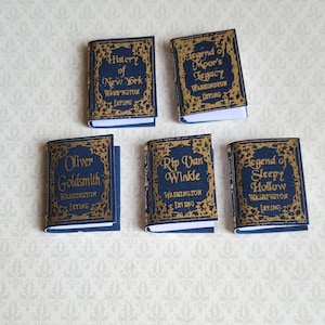 Dollhouse Miniature Book Set x5 Washington Irving 1:12 Scale (blank inside)
