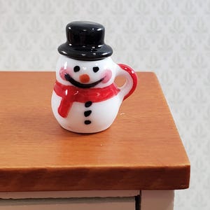 Dollhouse Snowman Mug Coffee Cup with Top Hat LARGE Miniature Ceramic Christmas