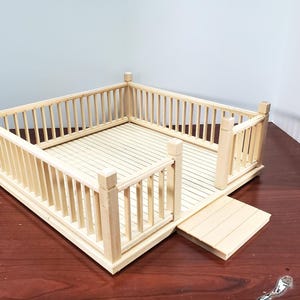 Puppenhaus KIT Terrasse Deck Gartenbelag mit Geländer Holz Miniatur 1:12