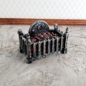 Dollhouse Coal Filled Fireplace Grate Fire Basket Non-Electric 1:12 Scale Miniature