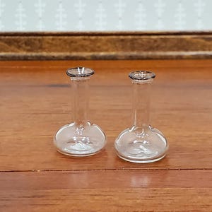 Dollhouse Chemist Flasks Set of 2 Lab Jar Real Glass Mad Scientist 1:12 Scale