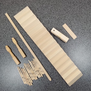 Dollhouse Stairs Stairway Kit Deluxe with Handrail DIY 1:12 Scale Miniatures