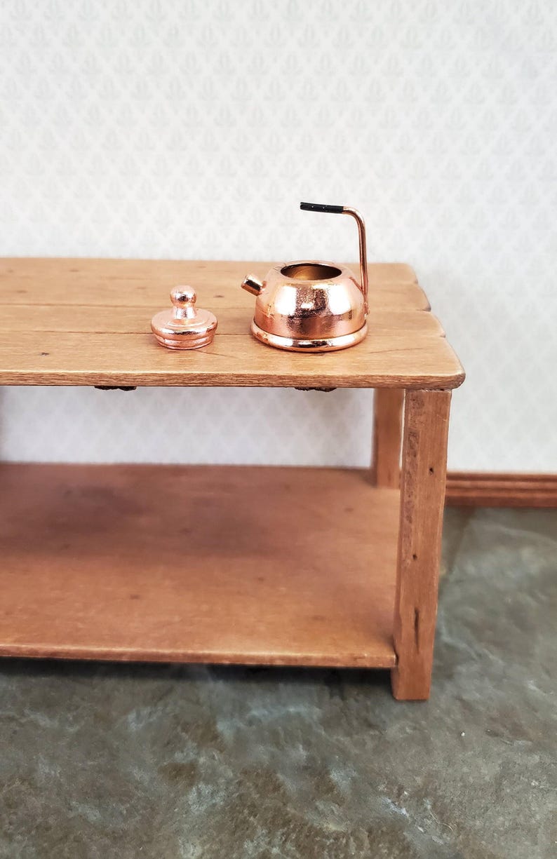 Dollhouse Miniature Teapot Tea Kettle Modern Copper 1:12 Scale Kitchen Accessories image 2