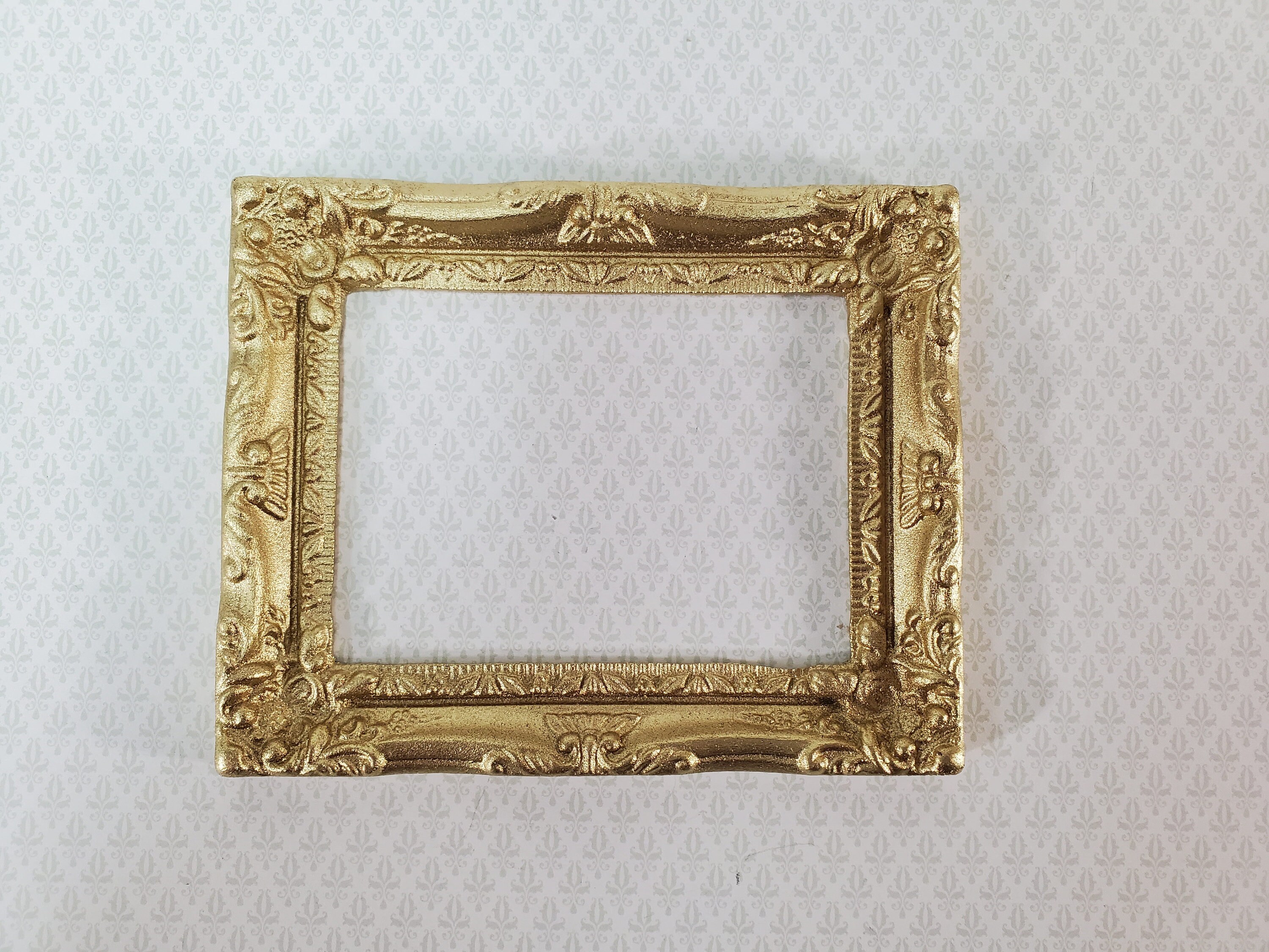Dollhouse Miniature Picture Frame 16 Scale Large Fancy Gold Etsy