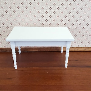 Dollhouse Miniature Kitchen Table White Finish 1:12 Scale Wood Furniture