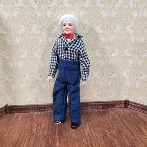 Dollhouse Grandpa Grandfather Porcelain Doll Poseable 1:12 Scale Miniature People image 1