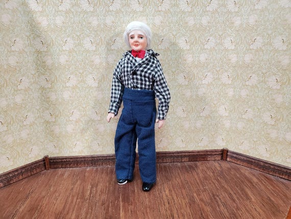 Dollhouse Grandpa Grandfather Porcelain Doll Poseable 1:12 Scale Miniature People