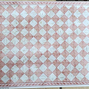 Dollhouse Marble Tile Floor Card Pink Rose with Border 1:12 Scale World Model
