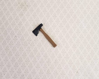 Dollhouse Miniature Hatchet Axe Tool 1:12 Scale Hand Painted Metal