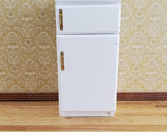 Dollhouse Miniature Fridge 2 Door Refrigerator White 1:12 Scale Wood Furniture