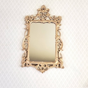 Dollhouse Miniature Mirror Decorative Gold Finish Victorian Style 1:12 Scale Metal