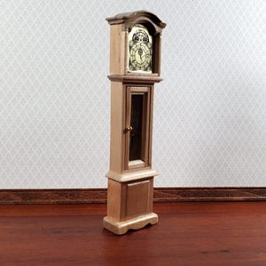Dollhouse Grandfather Clock Opens Light Oak 1:12 Scale Miniature Furniture