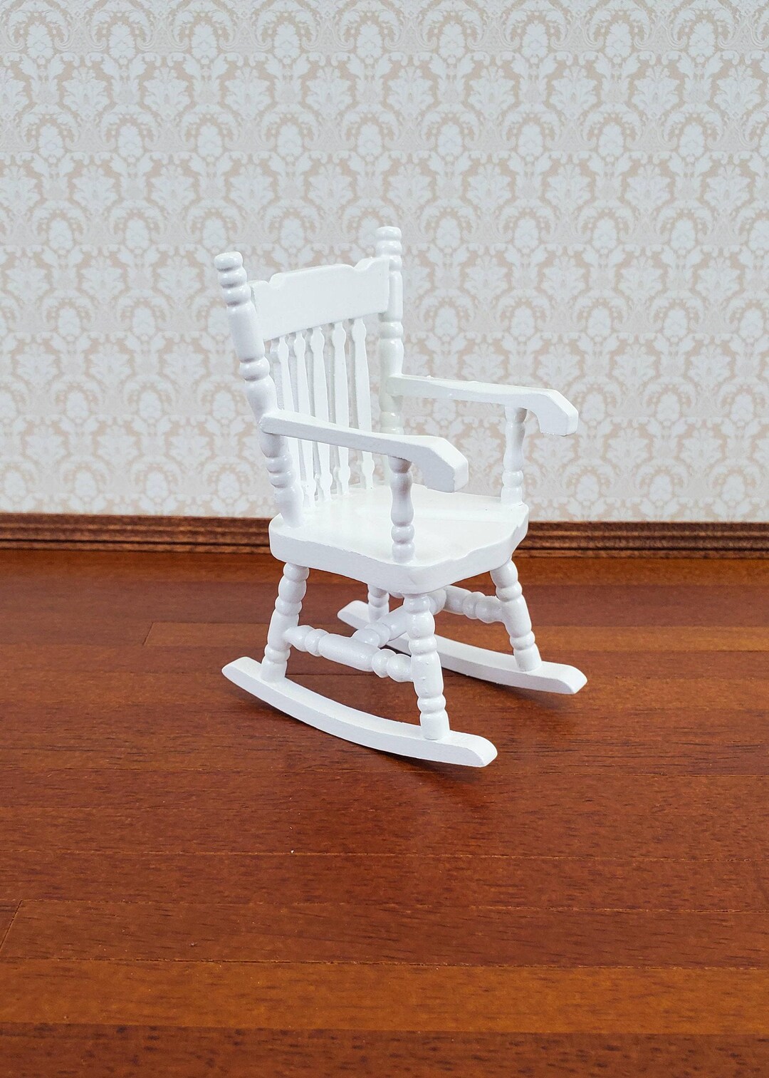 Miniature Rocking Chairs Dollhouse Miniature Rocking Chair White Wood 1:12 Scale Furniture - Etsy